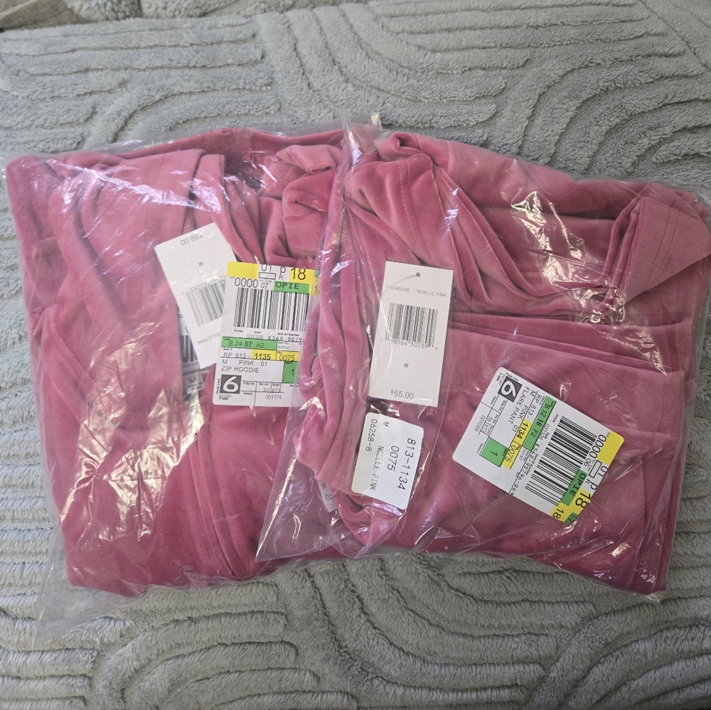 Juicy Couture Pink Velour Track Pants & Zip Hoodie Set - Picture 3 of 5